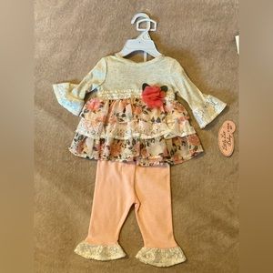 3-6 month lace floral matching set